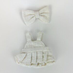 Labubu Doll Clothes. Tweed Dress and Bow with clip